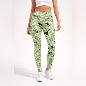 Alo Yoga Green Palm Leaf High-Waist Leggings XS Tropical Print